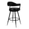 Armen Living Justin 30" Bar Height Swivel Vintage Black Faux Leather Bar Stool with Black Metal Legs LCJTBABLVB30 - alternate 7